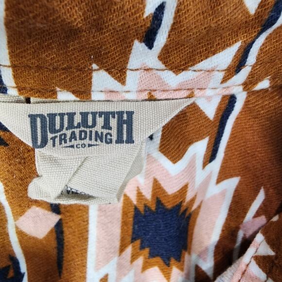 Duluth Shirt Womens Small Orange Flannel Aztec Button Free Swinging Long Sleeve - Picture 9 of 11